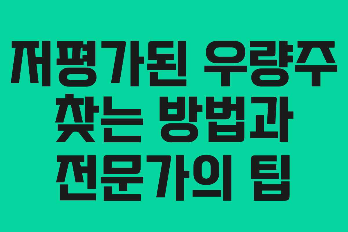 저평가된 우량주 찾는 방법과 전문가의 팁