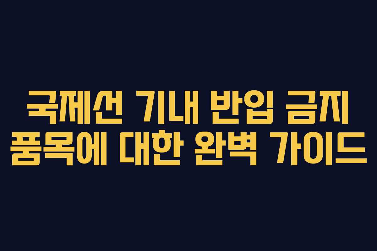 국제선 기내 반입 금지 품목에 대한 완벽 가이드