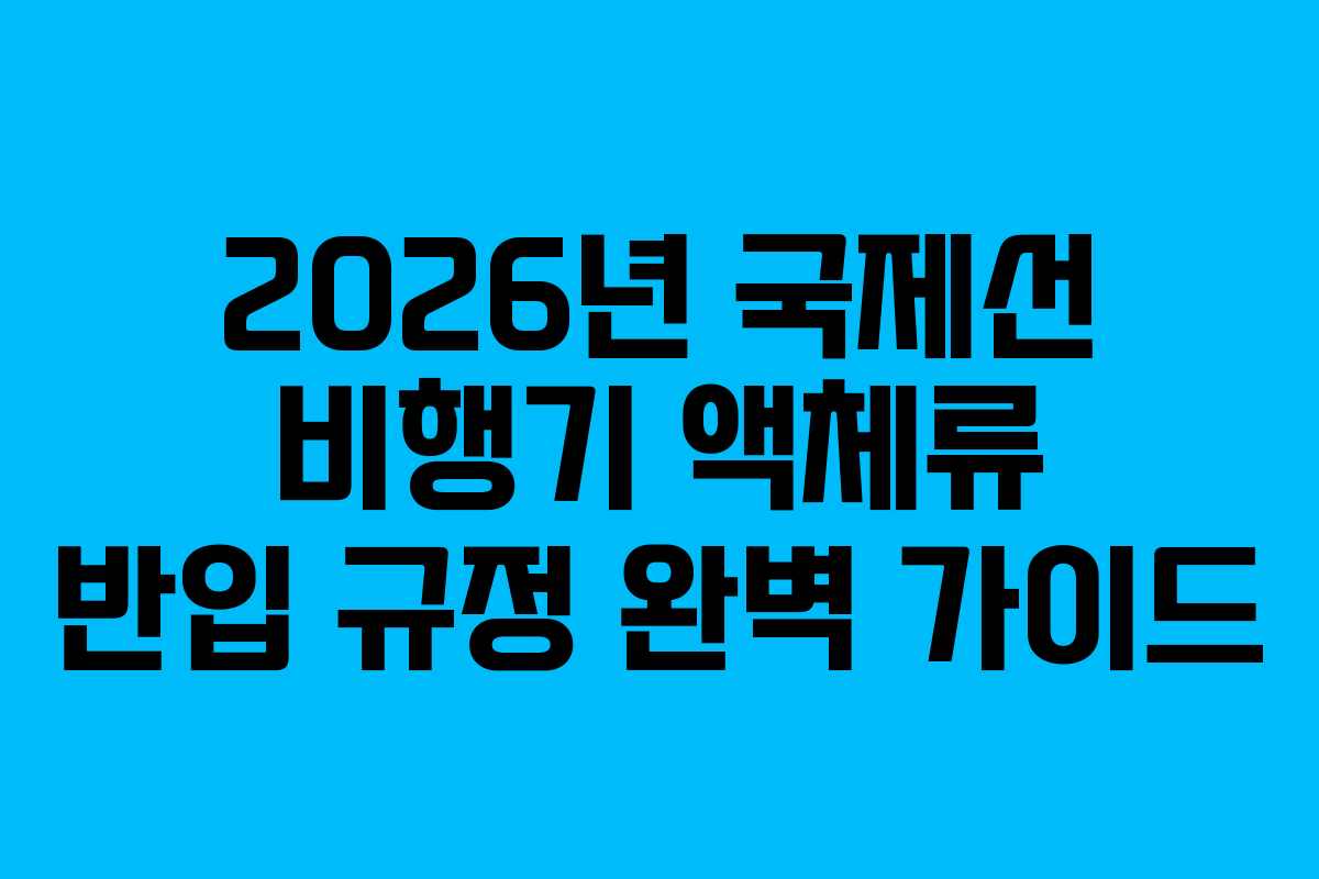 2026년 국제선 비행기 액체류 반입 규정 완벽 가이드