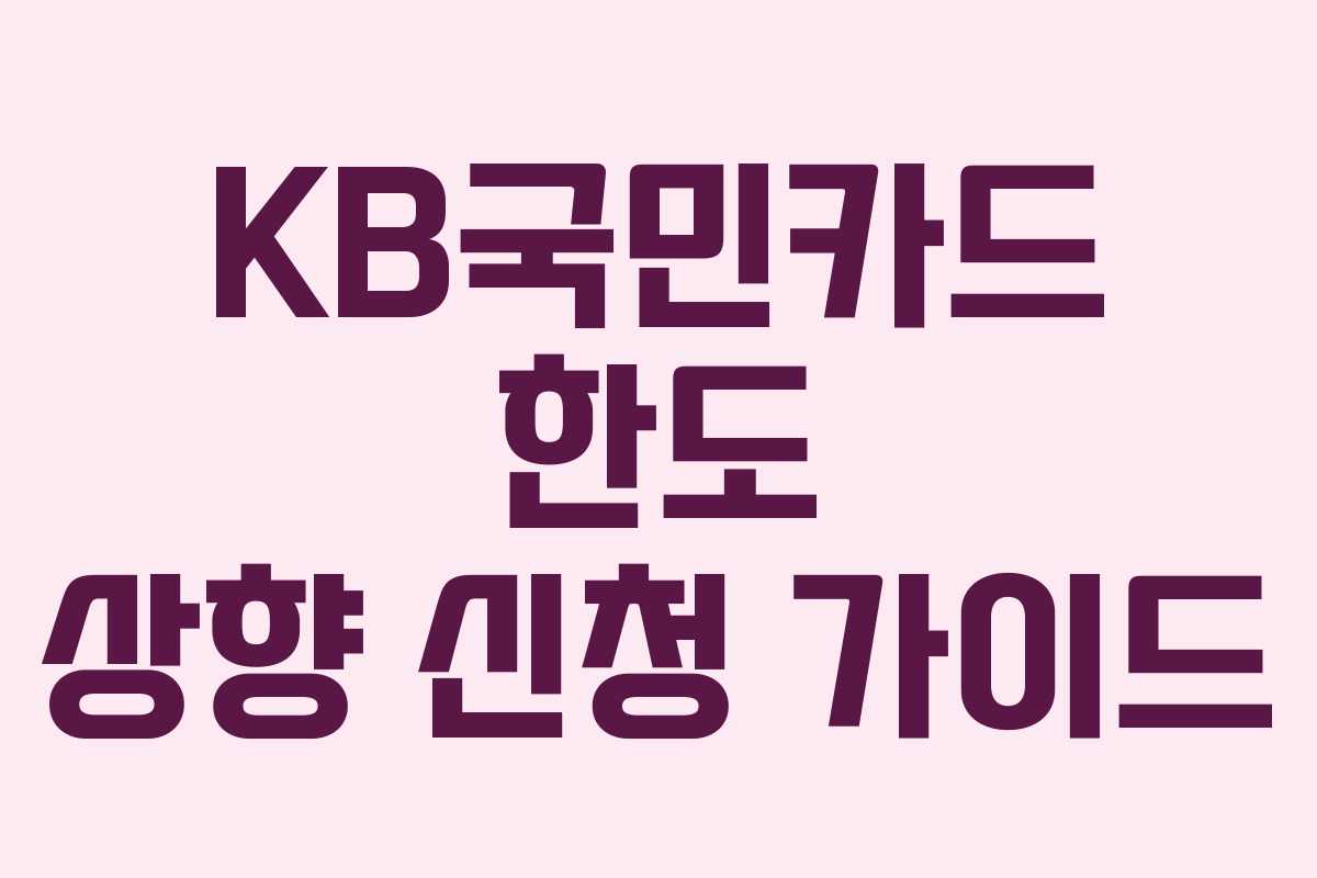 KB국민카드 한도 상향 신청 가이드