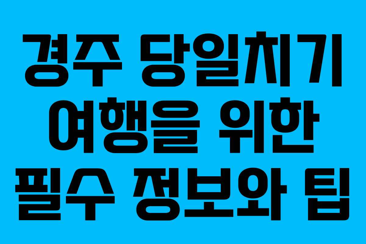경주 당일치기 여행을 위한 필수 정보와 팁