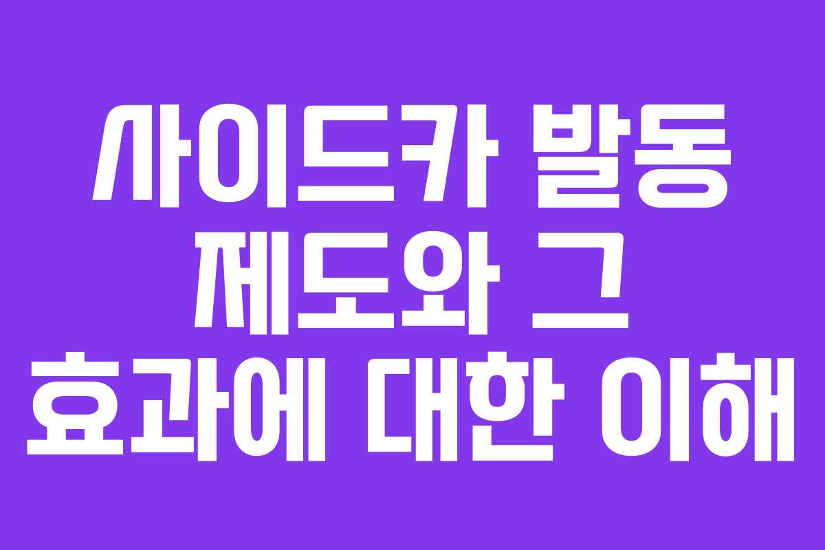 사이드카 발동 제도와 그 효과에 대한 이해