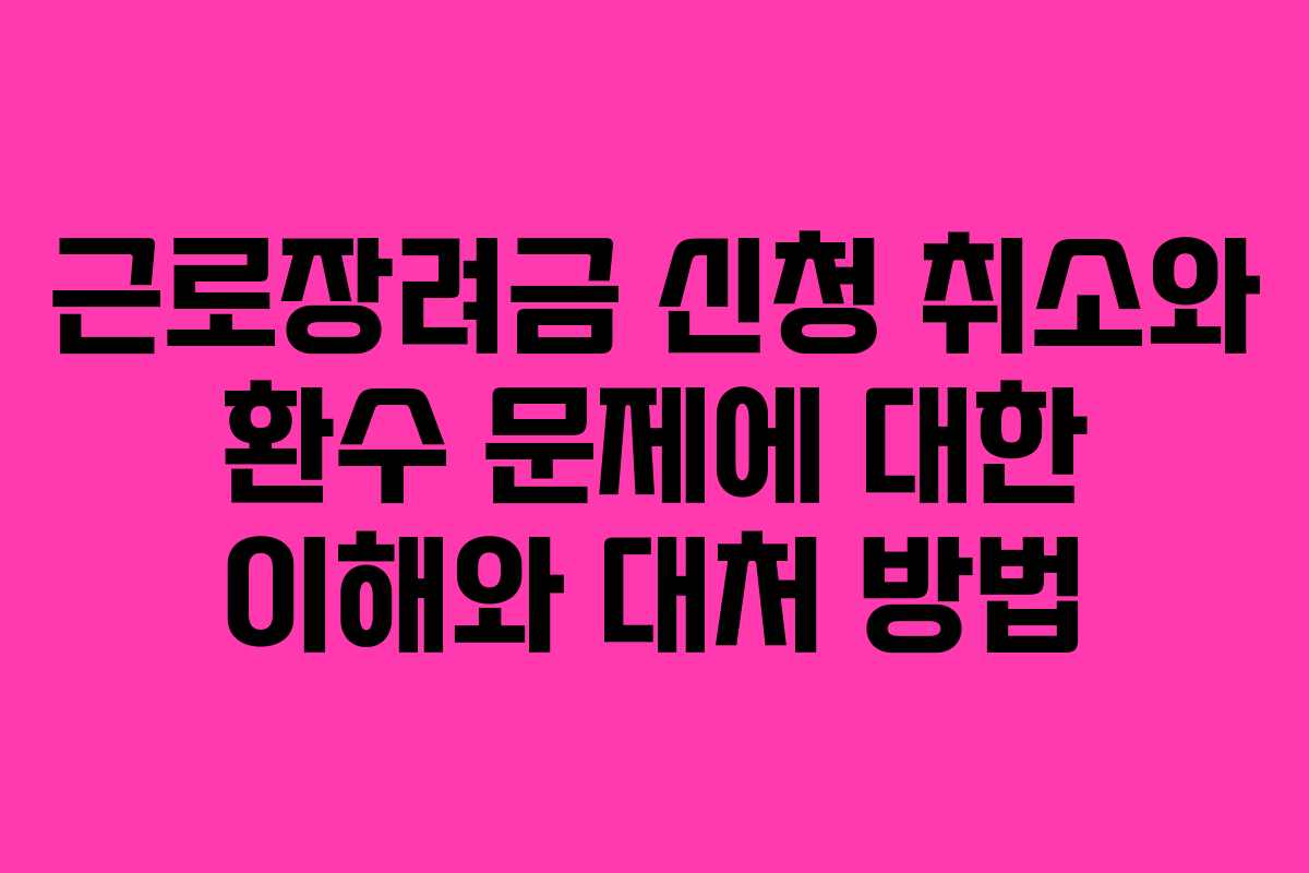 근로장려금 신청 취소와 환수 문제에 대한 이해와 대처 방법