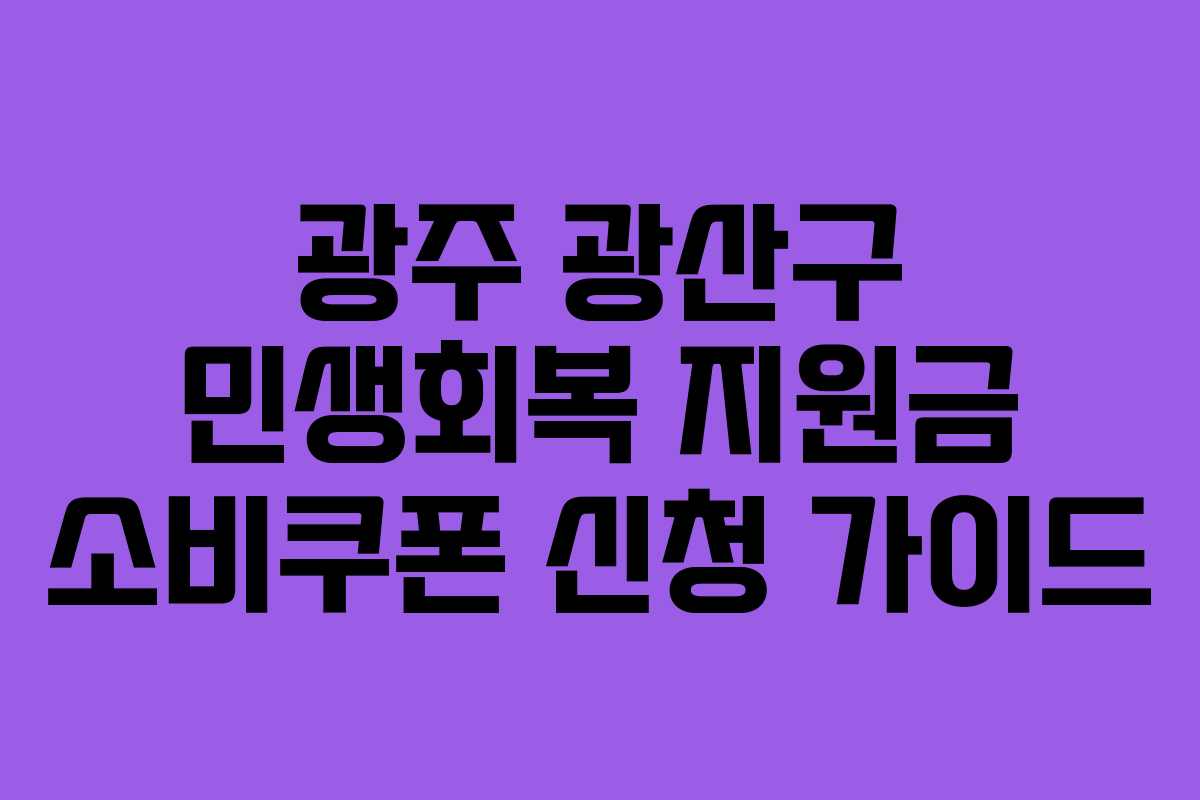 광주 광산구 민생회복 지원금 소비쿠폰 신청 가이드