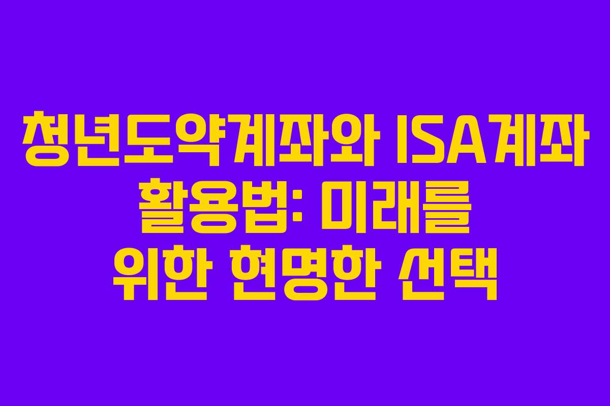 청년도약계좌와 ISA계좌 활용법: 미래를 위한 현명한 선택