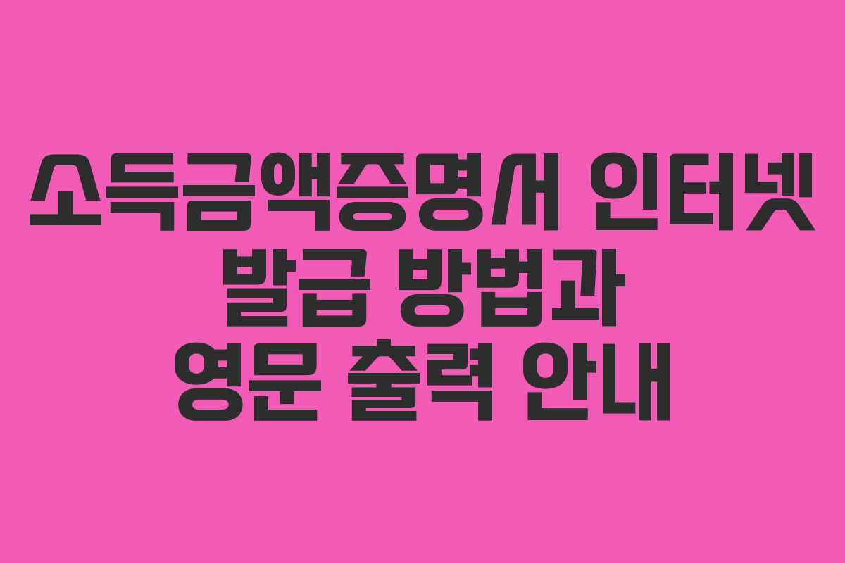 소득금액증명서 인터넷 발급 방법과 영문 출력 안내