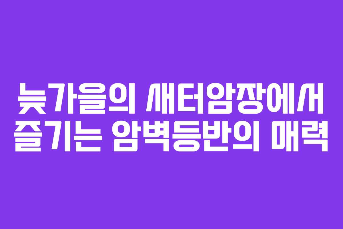 늦가을의 새터암장에서 즐기는 암벽등반의 매력