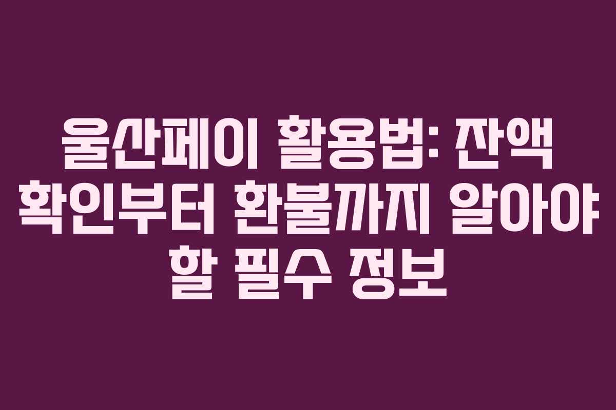 울산페이 활용법: 잔액 확인부터 환불까지 알아야 할 필수 정보