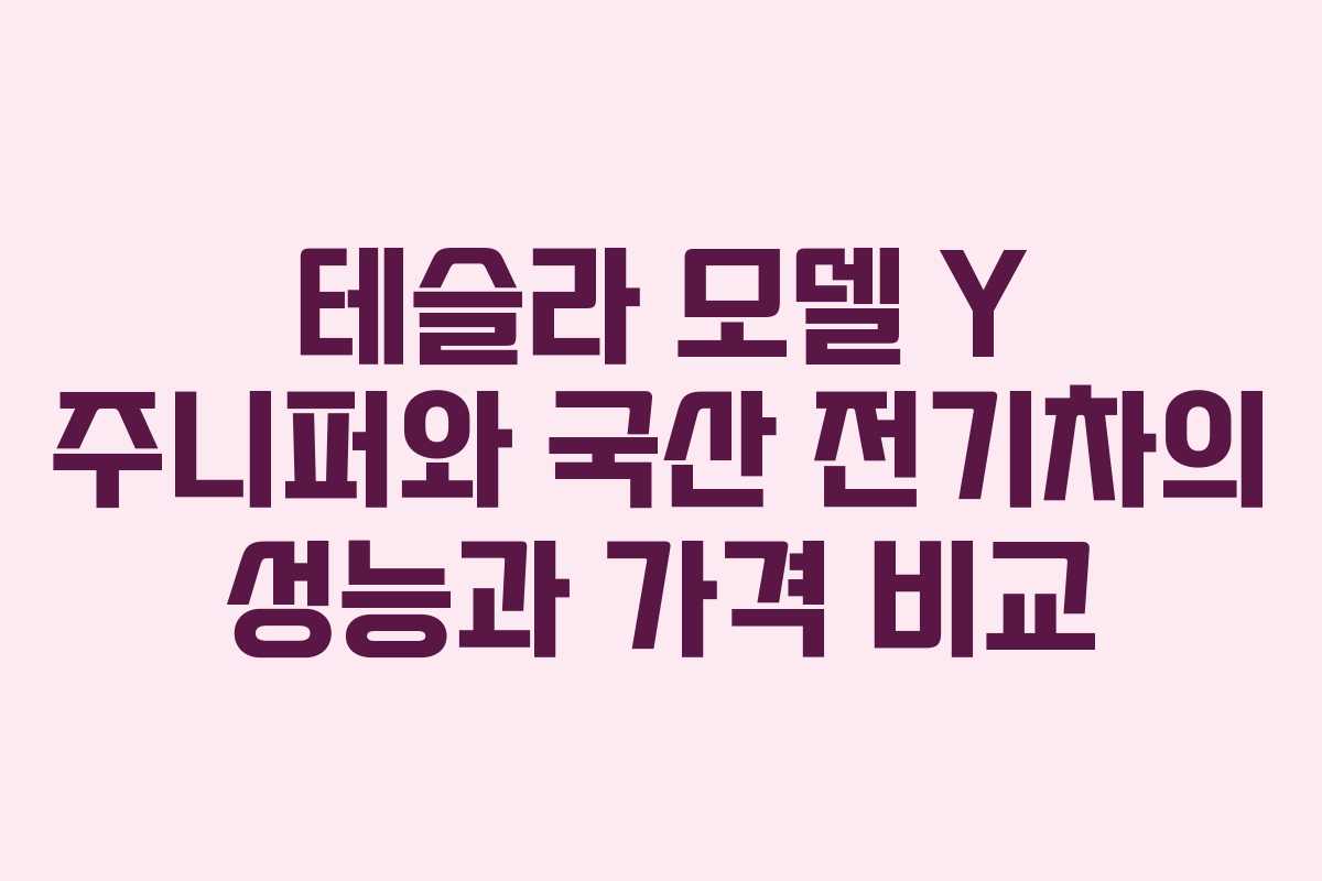 테슬라 모델 Y 주니퍼와 국산 전기차의 성능과 가격 비교