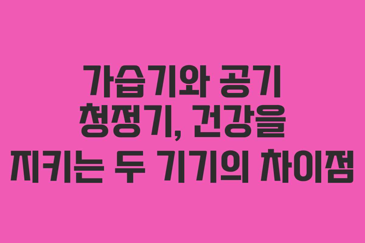 가습기와 공기 청정기, 건강을 지키는 두 기기의 차이점
