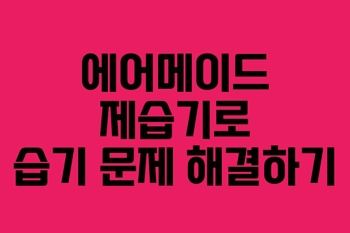 에어메이드 제습기로 습기 문제 해결하기