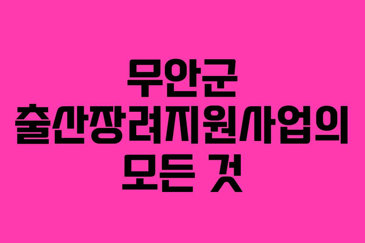 무안군 출산장려지원사업의 모든 것