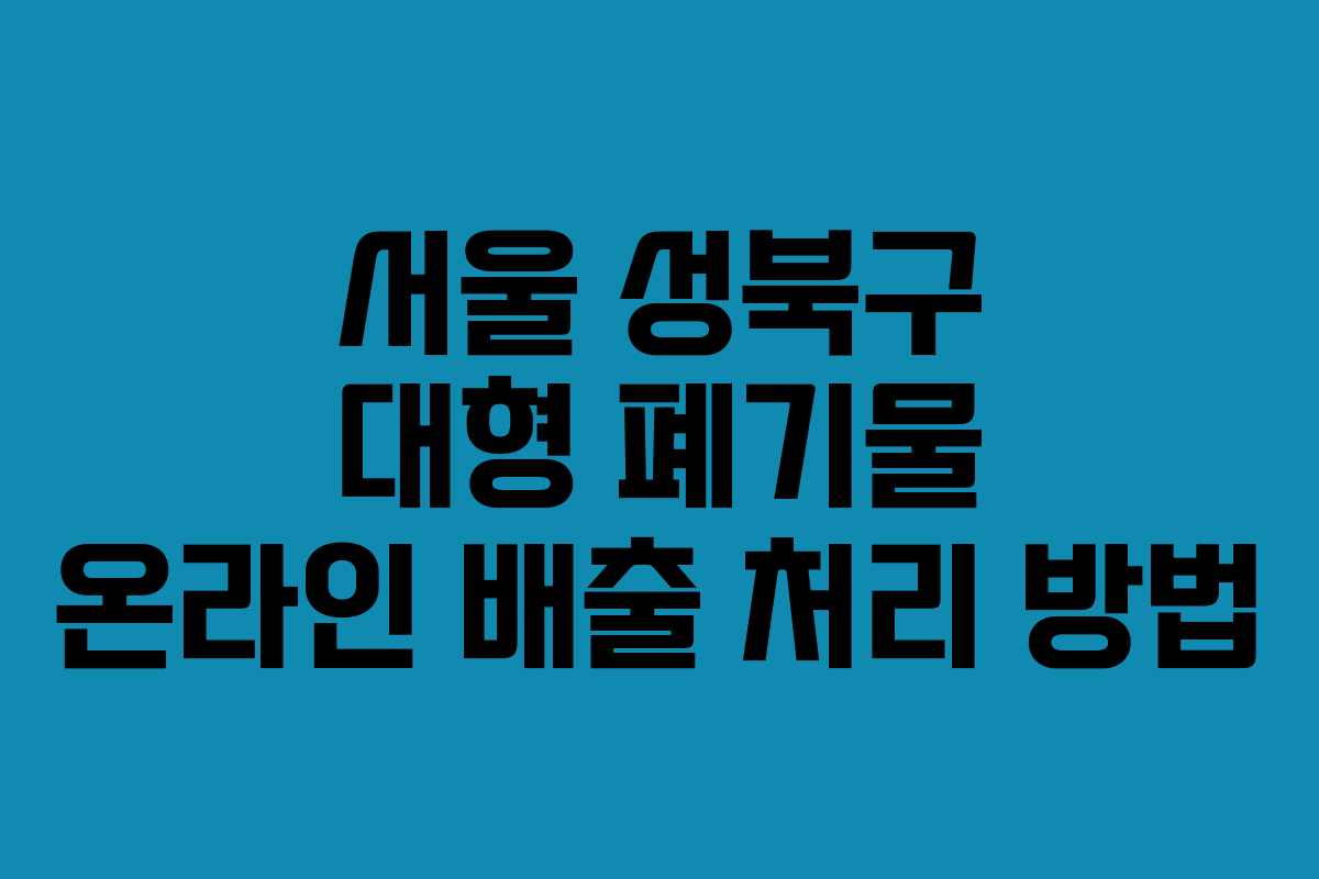 서울 성북구 대형 폐기물 온라인 배출 처리 방법