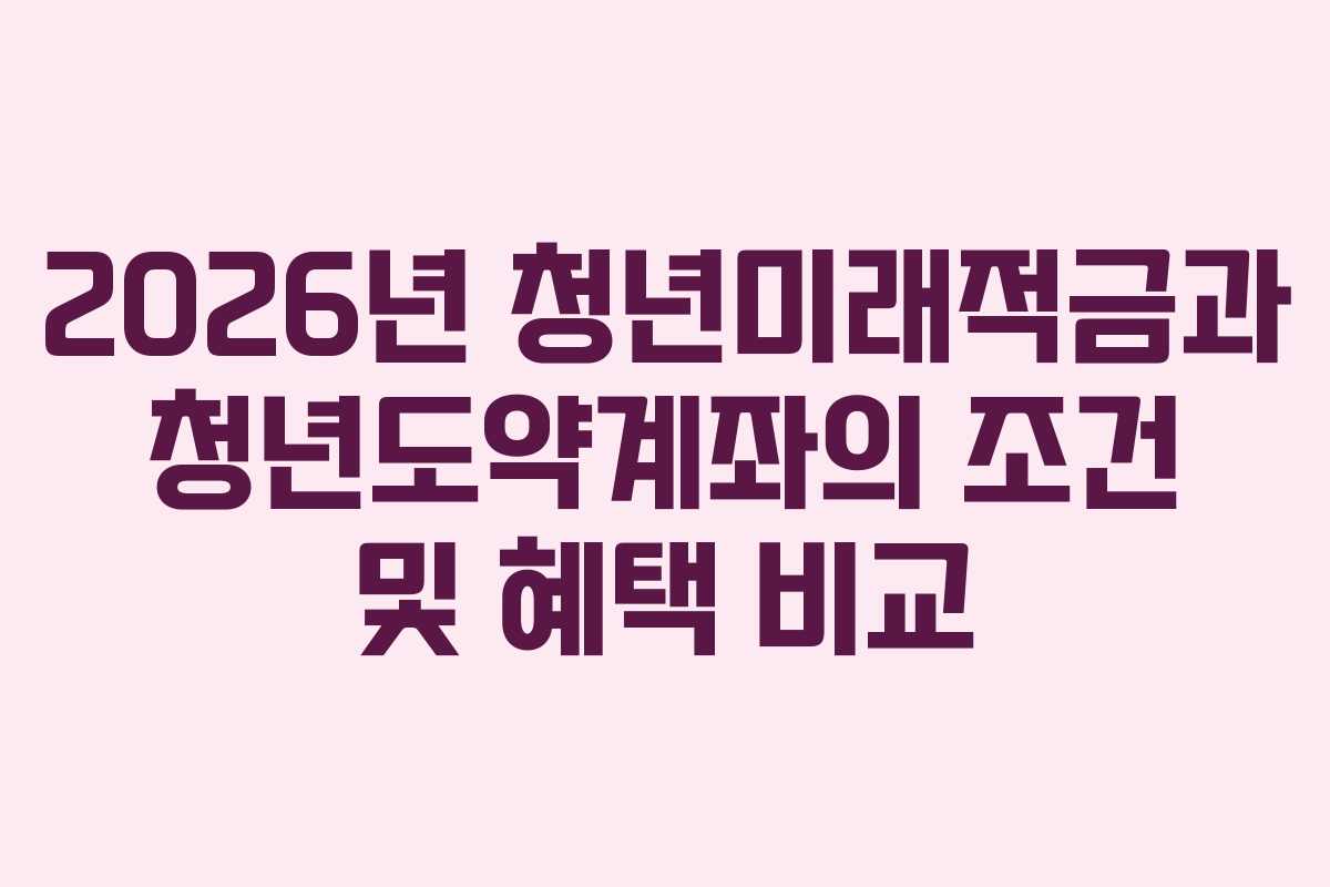 2026년 청년미래적금과 청년도약계좌의 조건 및 혜택 비교