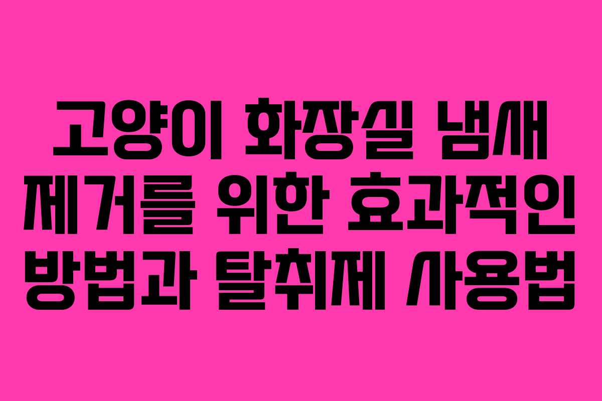 고양이 화장실 냄새 제거를 위한 효과적인 방법과 탈취제 사용법