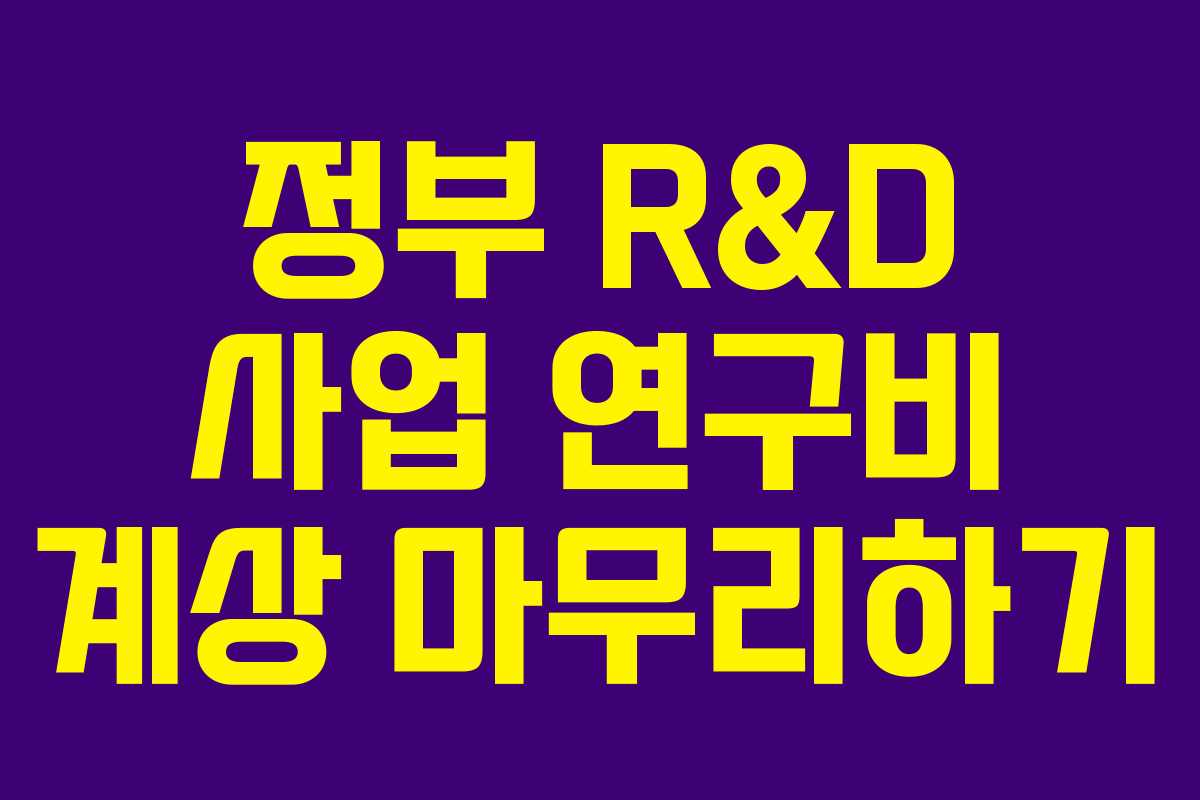 정부 R&D 사업 연구비 계상 마무리하기