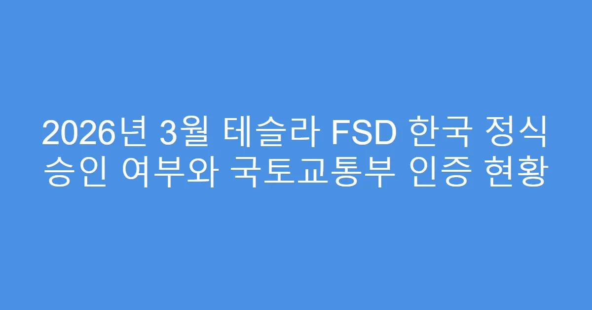 2026년 3월 테슬라 FSD 한국 정식 승인 여부와 국토교통부 인증 현황