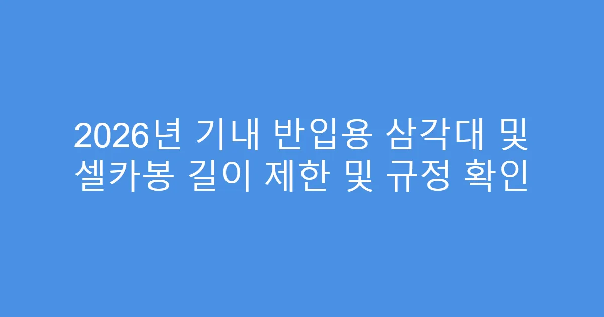 2026년 기내 반입용 삼각대 및 셀카봉 길이 제한 및 규정 확인