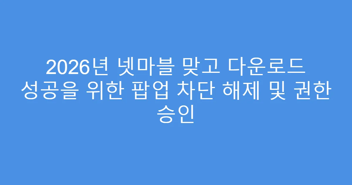 2026년 넷마블 맞고 다운로드 성공을 위한 팝업 차단 해제 및 권한 승인
