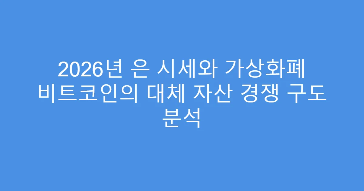 2026년 은 시세와 가상화폐 비트코인의 대체 자산 경쟁 구도 분석