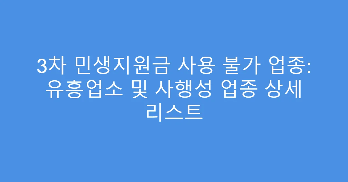 3차 민생지원금 사용 불가 업종: 유흥업소 및 사행성 업종 상세 리스트