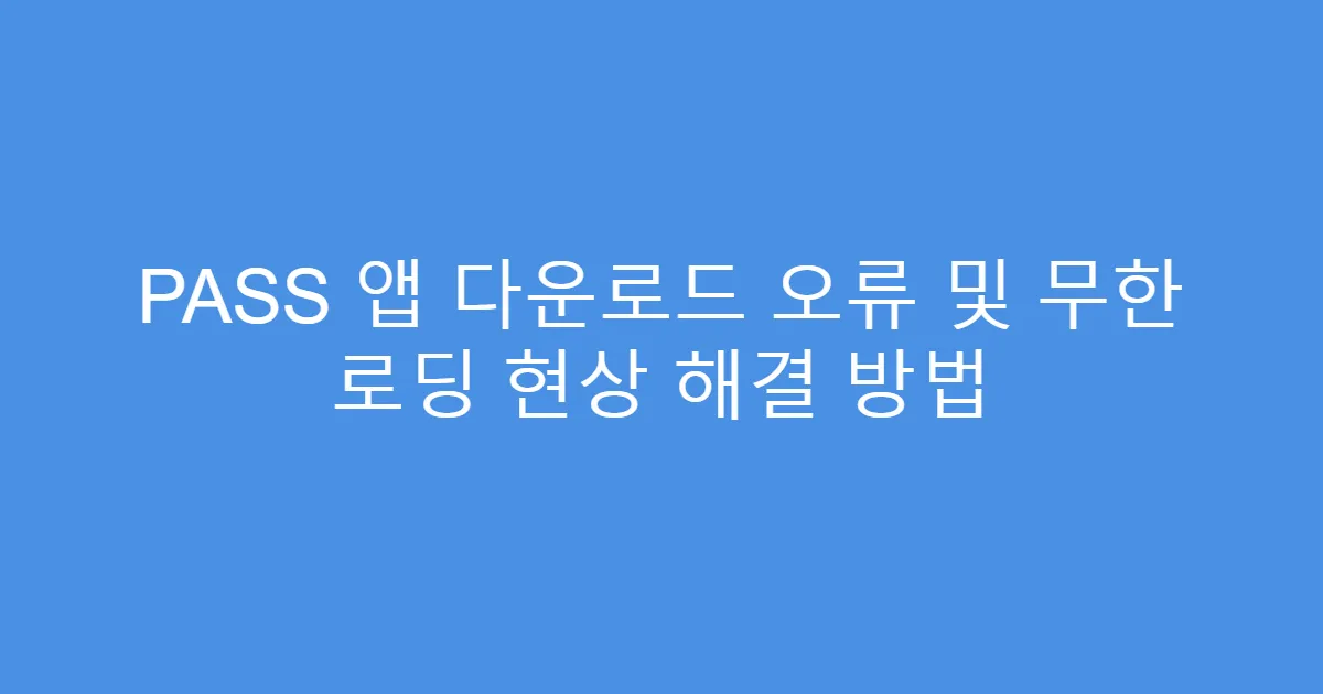 PASS 앱 다운로드 오류 및 무한 로딩 현상 해결 방법