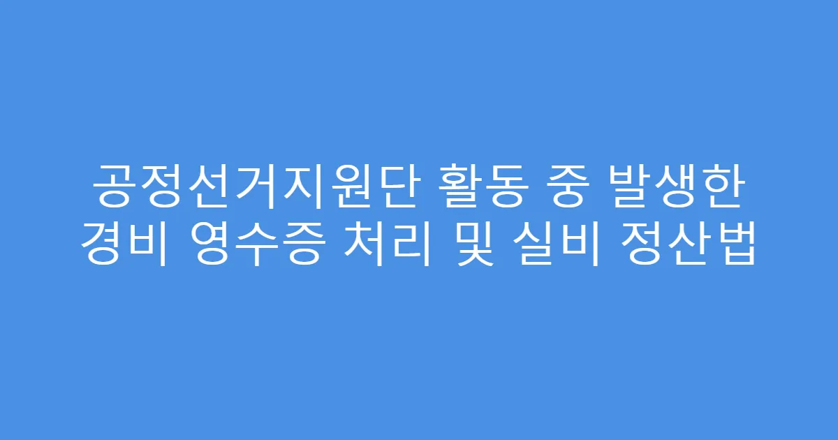 공정선거지원단 활동 중 발생한 경비 영수증 처리 및 실비 정산법