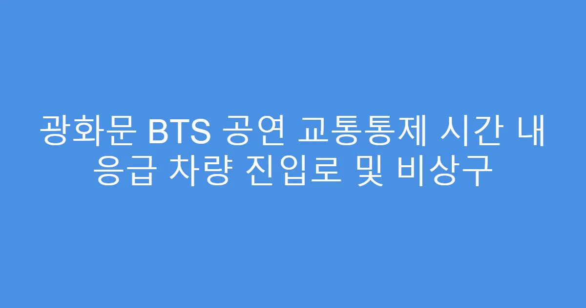 광화문 BTS 공연 교통통제 시간 내 응급 차량 진입로 및 비상구