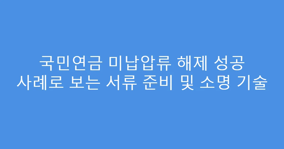 국민연금 미납압류 해제 성공 사례로 보는 서류 준비 및 소명 기술