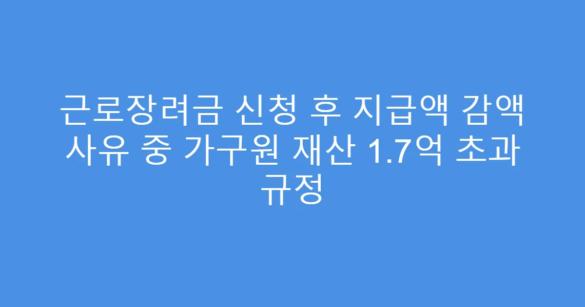 근로장려금 신청 후 지급액 감액 사유 중 가구원 재산 1.7억 초과 규정