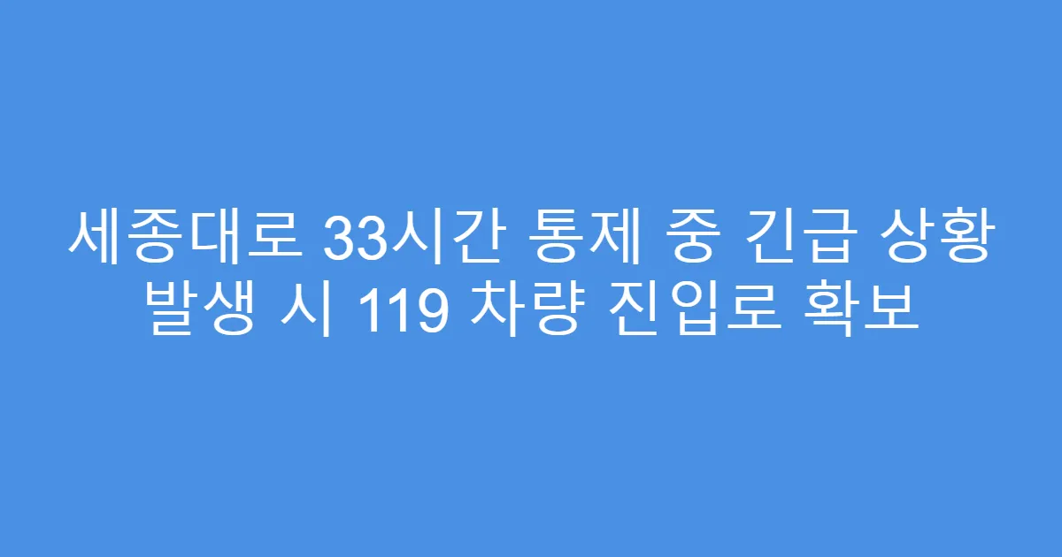 세종대로 33시간 통제 중 긴급 상황 발생 시 119 차량 진입로 확보