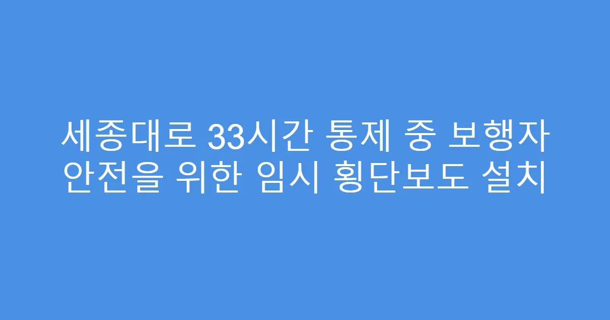 세종대로 33시간 통제 중 보행자 안전을 위한 임시 횡단보도 설치