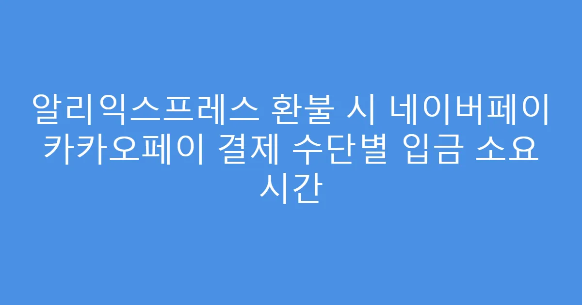 알리익스프레스 환불 시 네이버페이 카카오페이 결제 수단별 입금 소요 시간