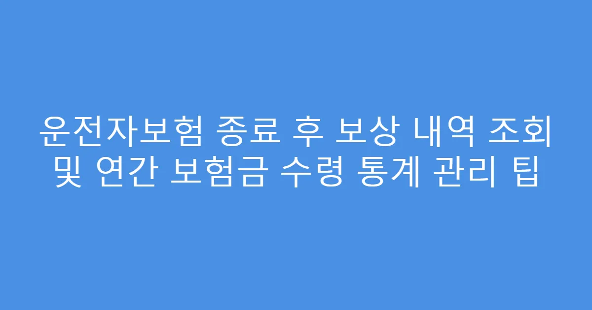 운전자보험 종료 후 보상 내역 조회 및 연간 보험금 수령 통계 관리 팁
