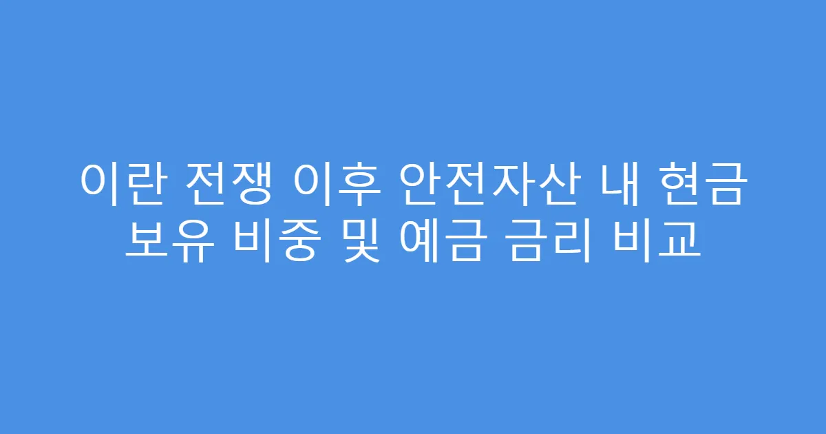 이란 전쟁 이후 안전자산 내 현금 보유 비중 및 예금 금리 비교