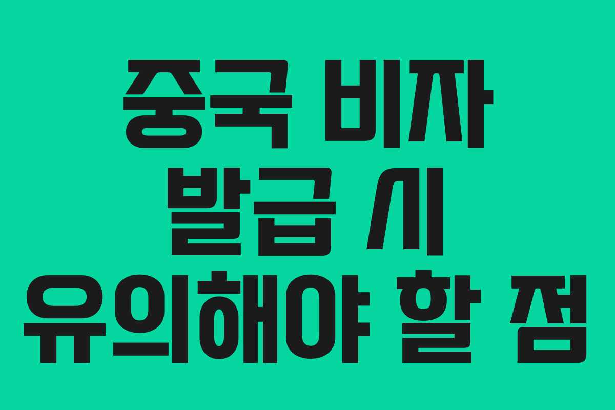 중국 비자 발급 시 유의해야 할 점