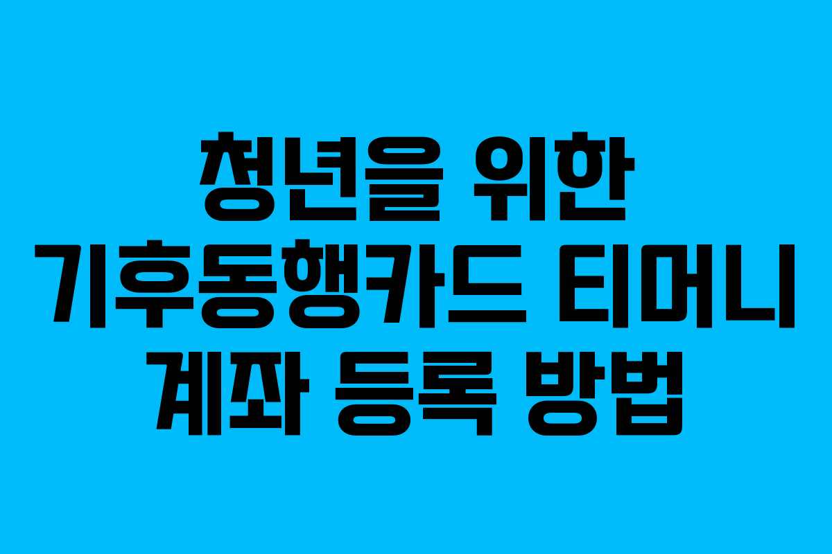 청년을 위한 기후동행카드 티머니 계좌 등록 방법