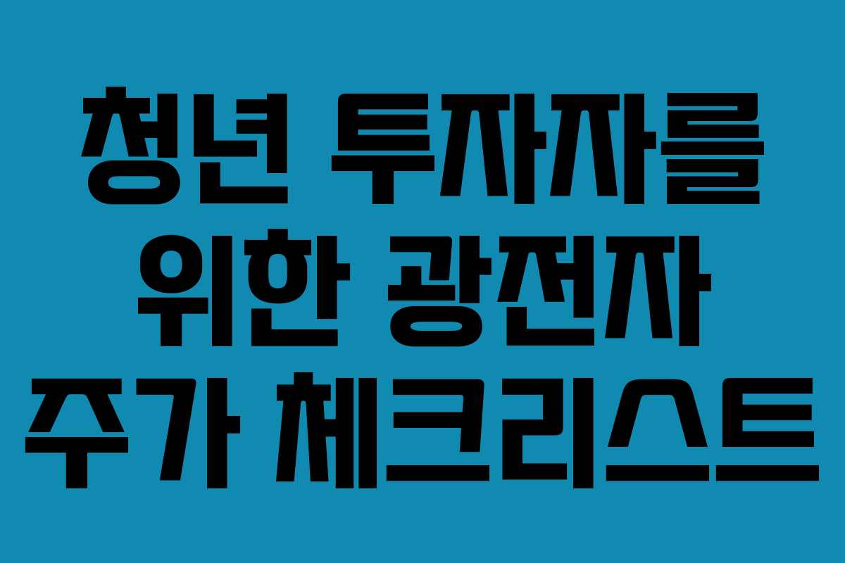 청년 투자자를 위한 광전자 주가 체크리스트