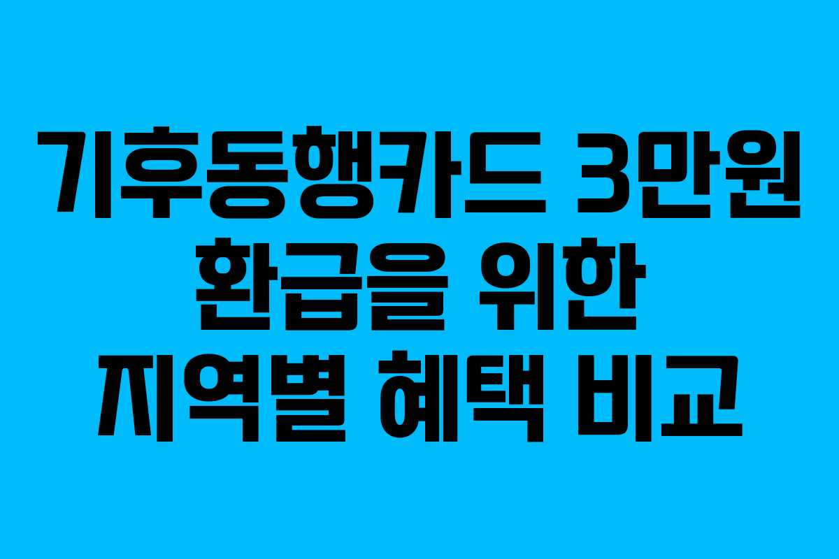 기후동행카드 3만원 환급을 위한 지역별 혜택 비교