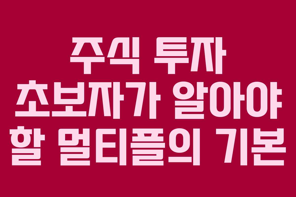 주식 투자 초보자가 알아야 할 멀티플의 기본