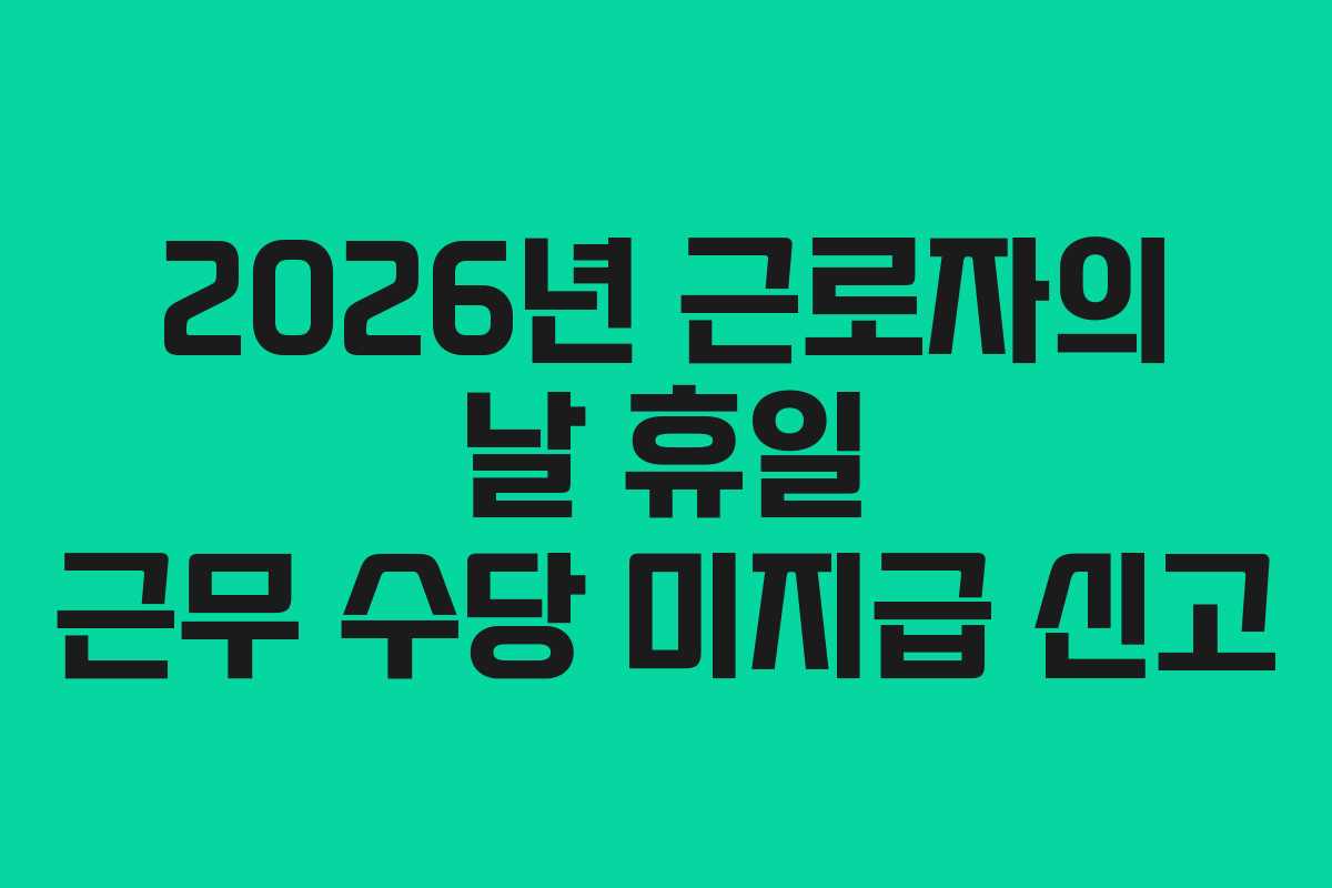 2026년 근로자의 날 휴일 근무 수당 미지급 신고
