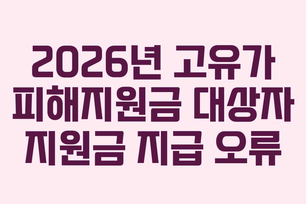 2026년 고유가 피해지원금 대상자 지원금 지급 오류