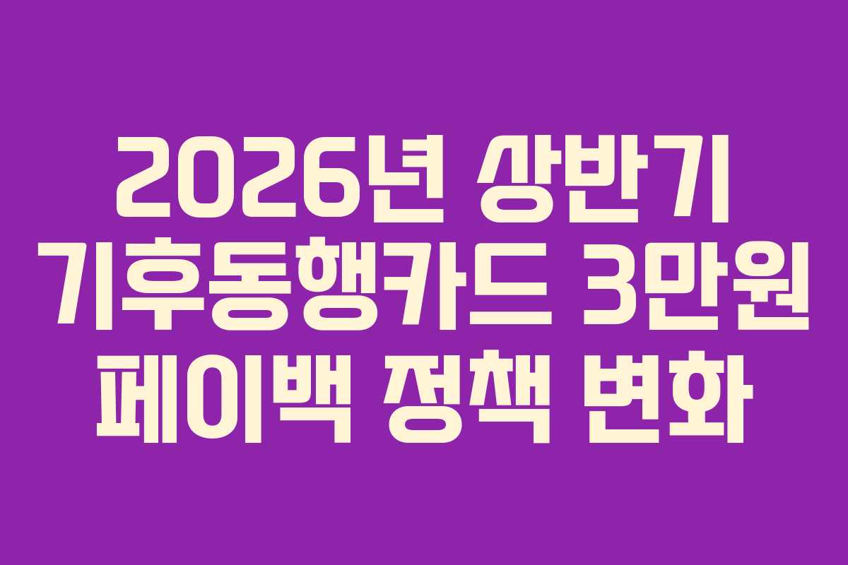 2026년 상반기 기후동행카드 3만원 페이백 정책 변화
