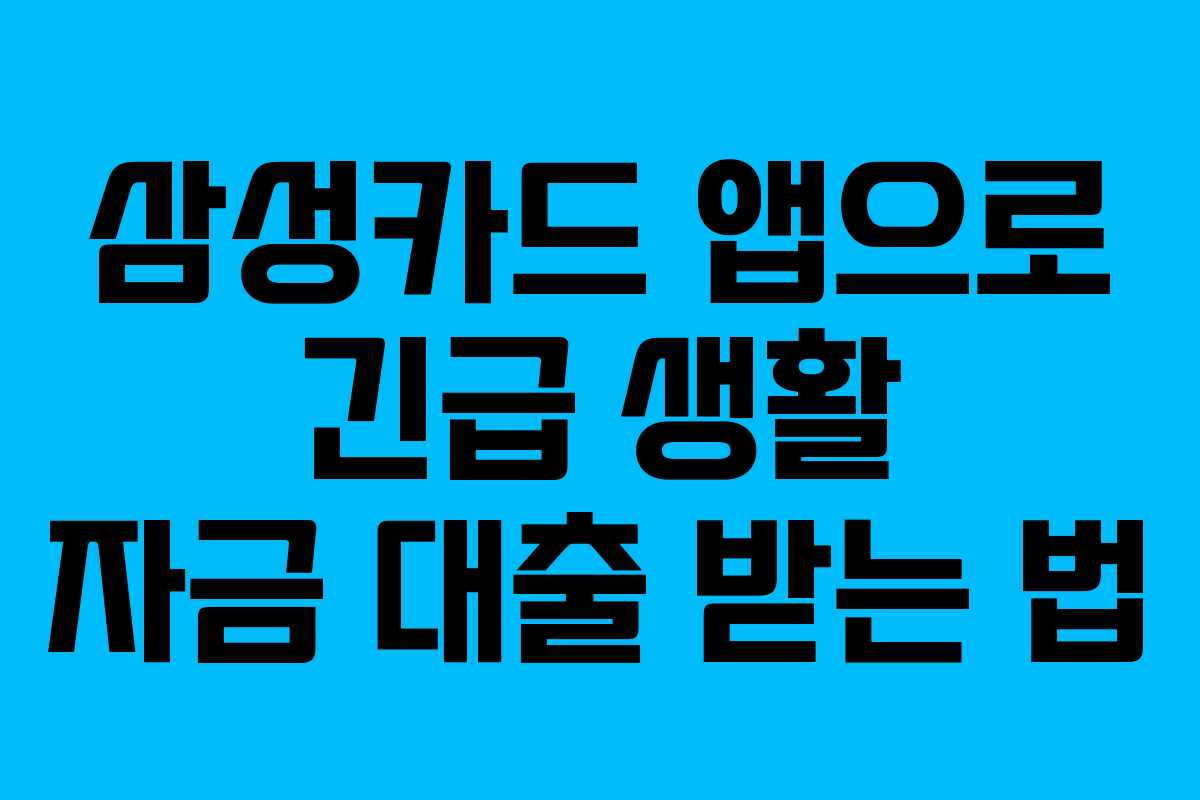 삼성카드 앱으로 긴급 생활 자금 대출 받는 법