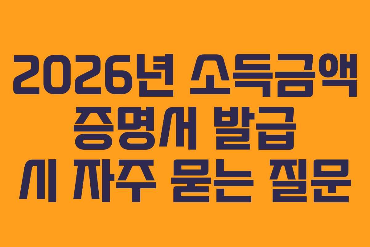 2026년 소득금액 증명서 발급 시 자주 묻는 질문