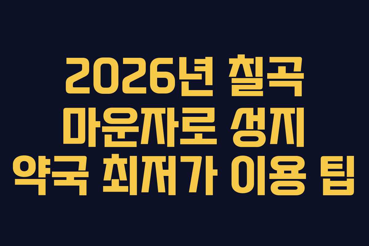 2026년 칠곡 마운자로 성지 약국 최저가 이용 팁