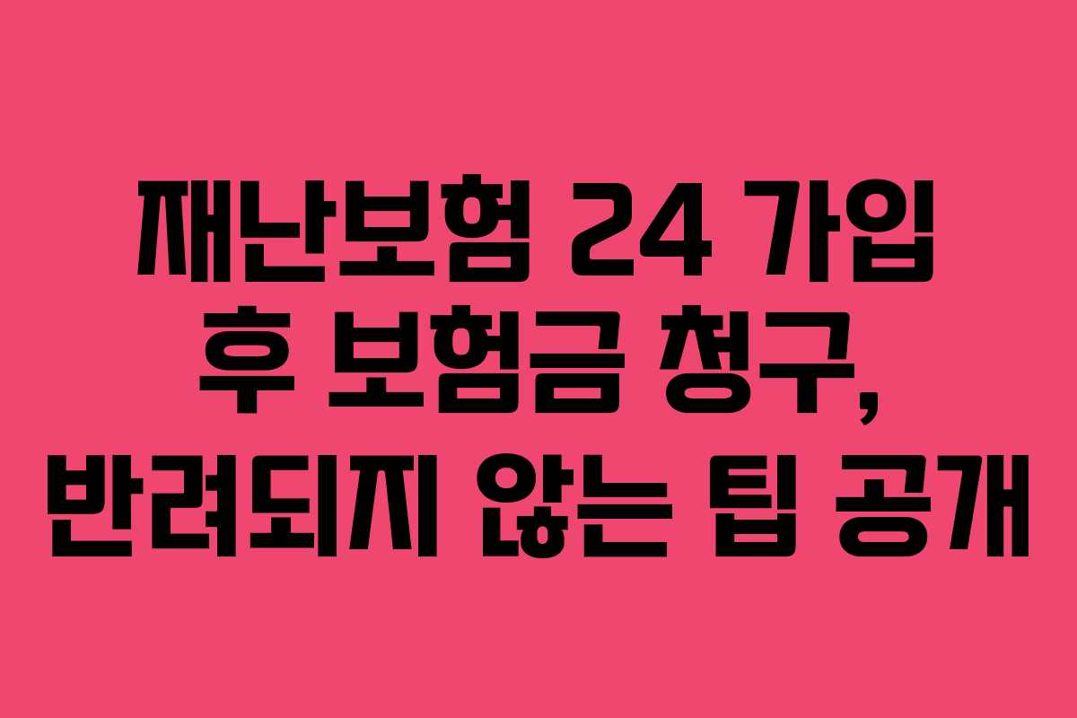 재난보험 24 가입 후 보험금 청구, 반려되지 않는 팁 공개