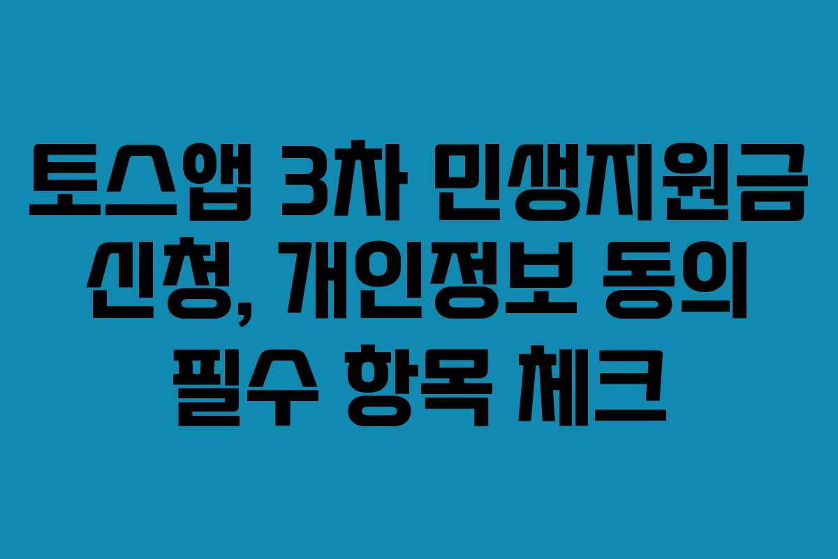 토스앱 3차 민생지원금 신청, 개인정보 동의 필수 항목 체크