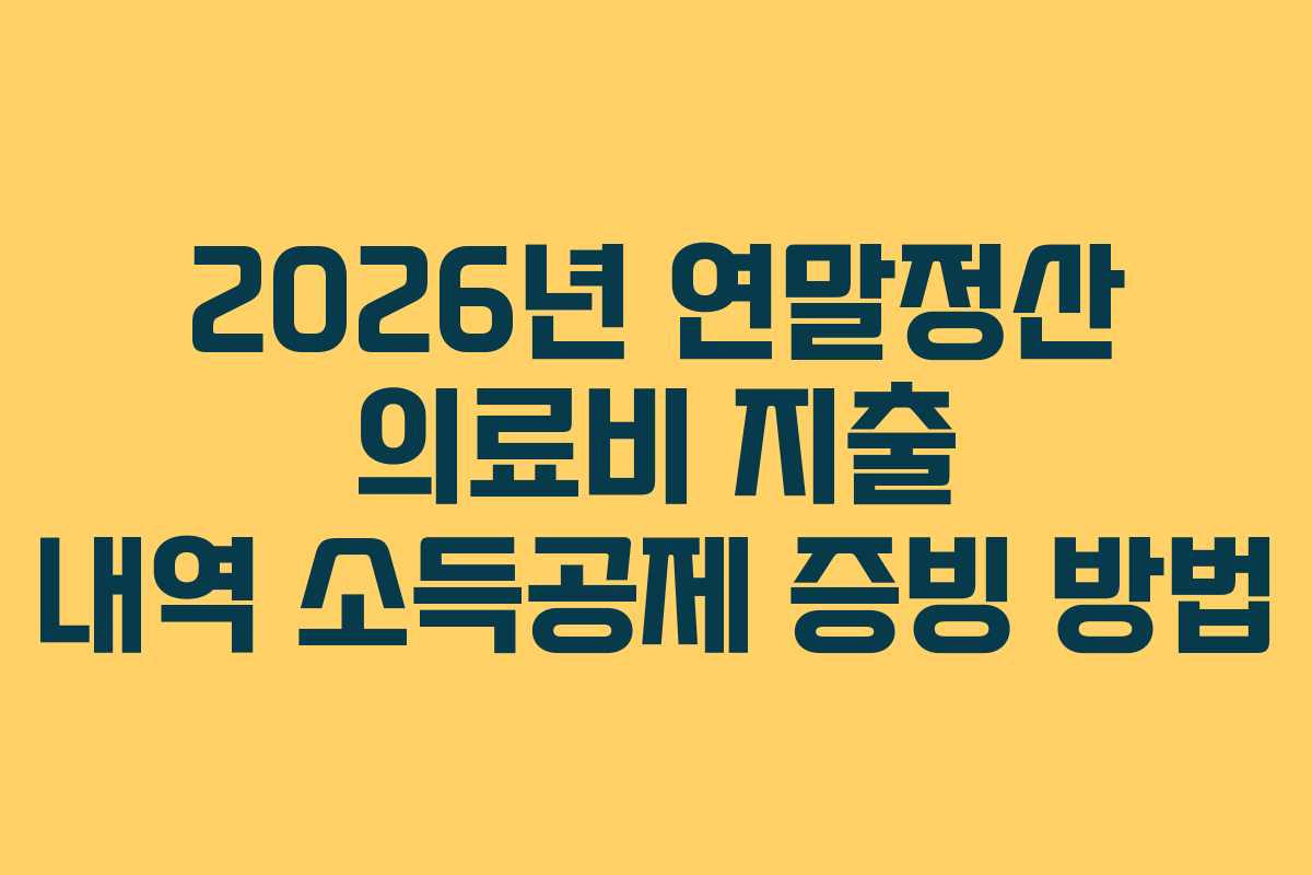 2026년 연말정산 의료비 지출 내역 소득공제 증빙 방법