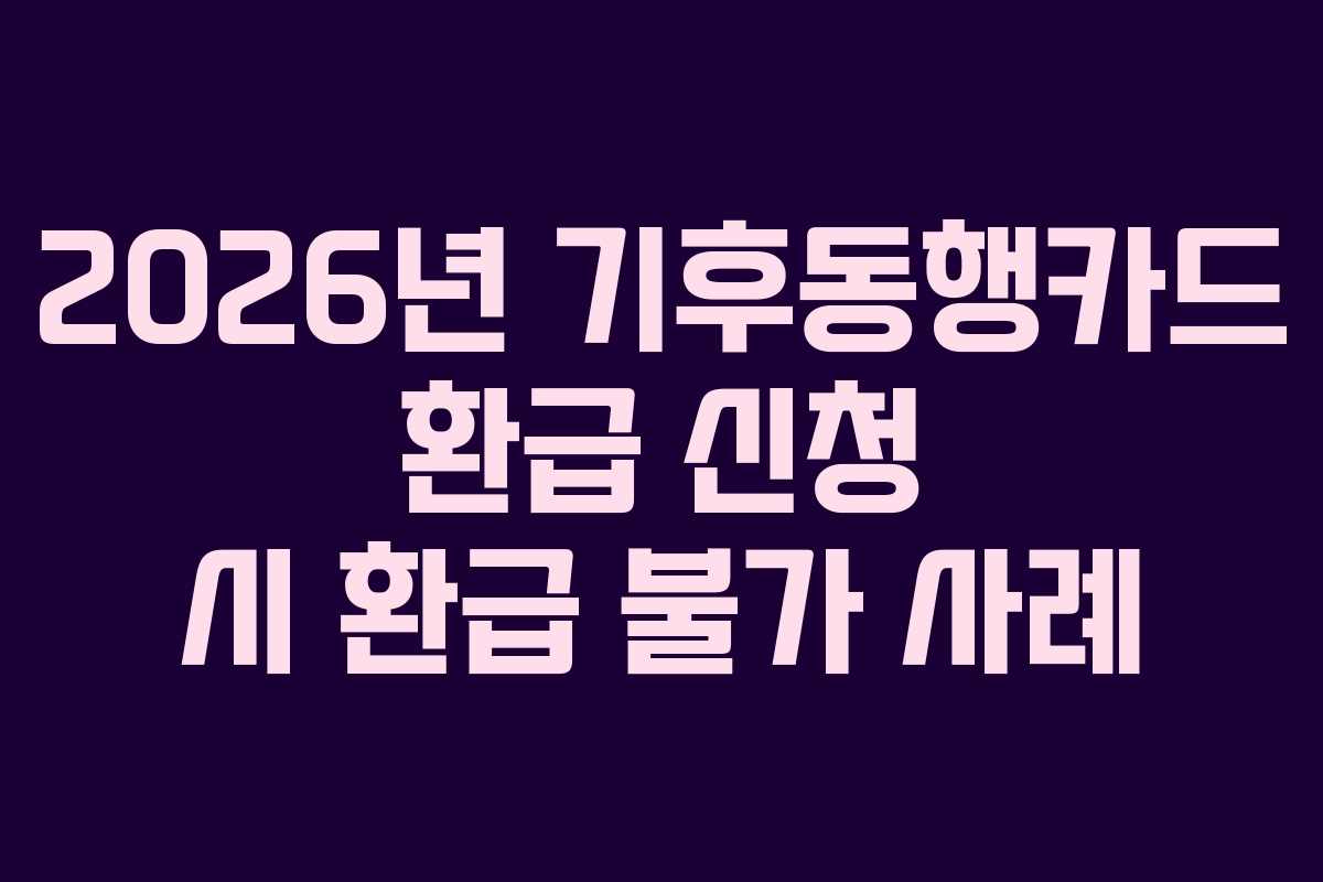 2026년 기후동행카드 환급 신청 시 환급 불가 사례